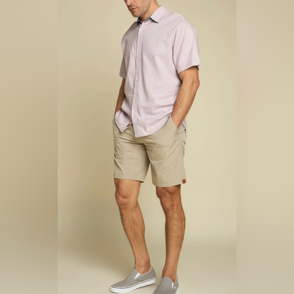 Men’s Pink “Bondi” Button Front Short Sleeve Shirt sz L